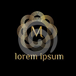 Luxury letter M Logo. Vector logo template sign, symbol, icon, vector luxury framemH