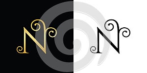 Luxury Letter N Logo, Initial N Logo, N Logo, Letter N icon