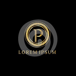 Luxury letter P Logo. Vector logo template sign, symbol, icon, vector luxury framemV