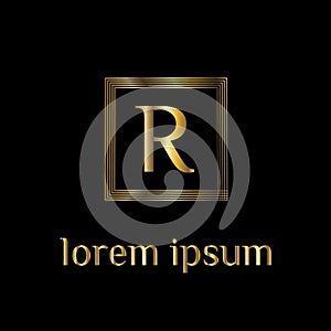 Luxury letter R Logo. Vector logo template sign, symbol, icon, vector luxury frame