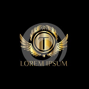 Luxury letter T Logo. Vector logo template sign, symbol, icon, vector luxury frame