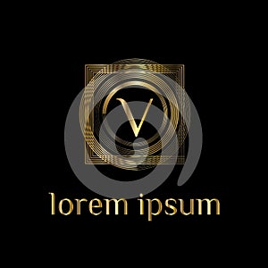 Luxury letter V Logo. Vector logo template sign, symbol, icon, vector luxury frame