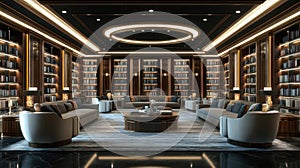 Luxury Library Design, Elegant Interior