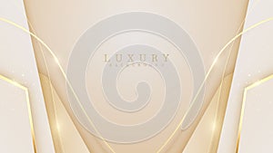 Luxury light brown pastel abstract background with golden lines sparkle.