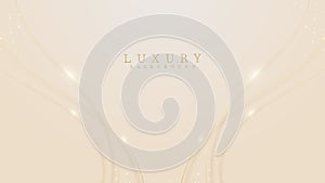 Luxury light yellow pastel abstract background combine with golden lines element.