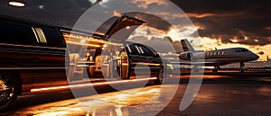 Luxury Limousine Parked on a Private Runway photo