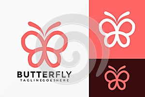 Luxury Line Art Butterfly Logo Vector Design. Abstract emblem, designs concept, logos, logotype element for template