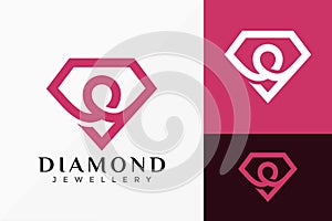 Luxury Line Art Diamond Jewellery Logo Vector Design. Abstract emblem, designs concept, logos, logotype element for template