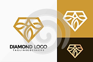 Luxury Line Art Diamond Logo Vector Design. Abstract emblem, designs concept, logos, logotype element for template
