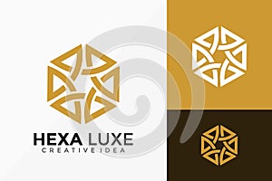 Luxury Line Art Hexagon Logo Vector Design. Abstract emblem, designs concept, logos, logotype element for template