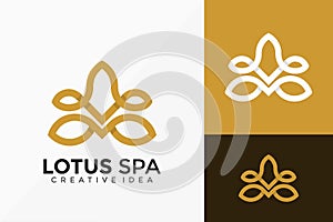 Luxury Line Art Lotus Spa Creative Logo Vector Design. Abstract emblem, designs concept, logos, logotype element for template