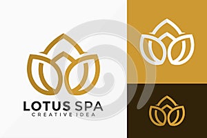 Luxury Line Art Lotus Spa Logo Vector Design. Abstract emblem, designs concept, logos, logotype element for template