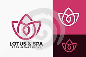 Luxury Line Art Lotus Spa Logo Vector Design. Abstract emblem, designs concept, logos, logotype element for template