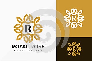 Luxury Line Art Royal Rose Logo Vector Design. Abstract emblem, designs concept, logos, logotype element for template