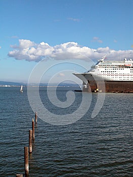 Luxury liner in dock