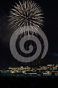 Luxury liner and fireworks Yokohama Sparkling Twilight