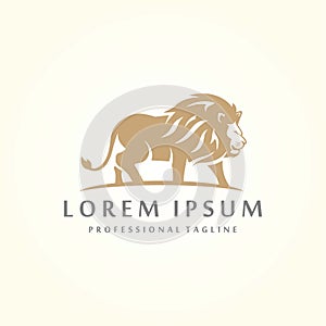 Luxury lion graphic logo template with golden abstract wild leo. isolated in white background. royal elegant brand identity