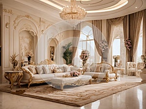Luxury Living - Exquisite Interior Design of a Lavish Living Space - Generated using AI Technology