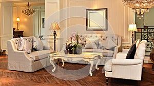 Luxury living room furniture in villa