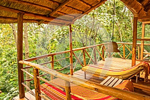 Luxury lodge near Papaya Lake, Uganda.