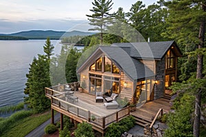 Luxury Log Cabin on a Lake photo