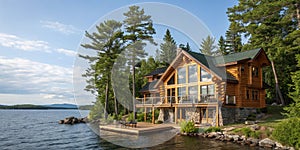 Luxury Log Cabin on a Lake photo
