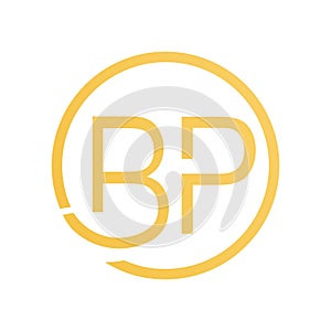 Luxury logo BP letters logo design. BP letter logo circle golden color logo design. BPO icon logo photo