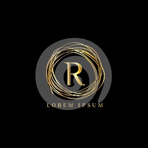 Luxury Logo letter R. Vector logo template sign, symbol, icon, vector luxury frame