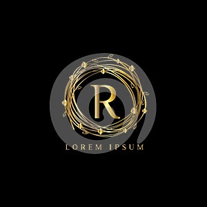 Luxury Logo letter R. Vector logo template sign, symbol, icon, vector luxury frame