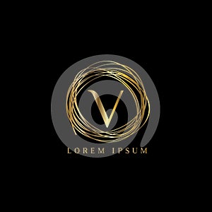 Luxury Logo. Letter V. Vector logo template sign, symbol, icon, vector luxury frame