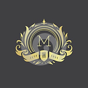 Luxury logo monogram crest template design vector illustration. photo