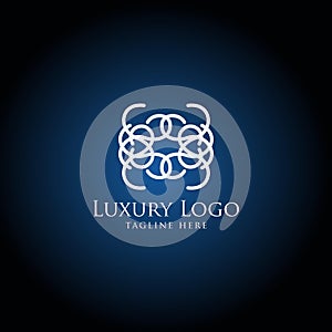 Luxury logo template. Vintage badge frame flourishes. Elegant logo design