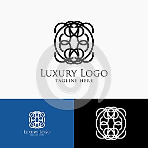 Luxury logo template. Vintage badge frame flourishes. Modern elegant logo design