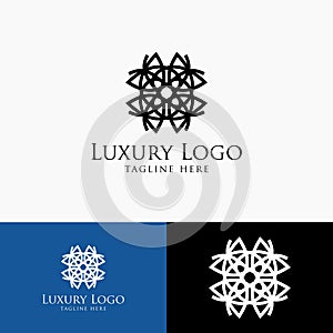 Luxury logo template. Vintage badge frame flourishes. Modern elegant logo design