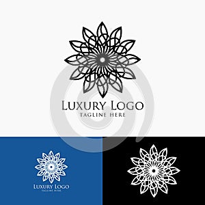 Luxury logo template. Vintage badge frame flourishes. Modern elegant logo design