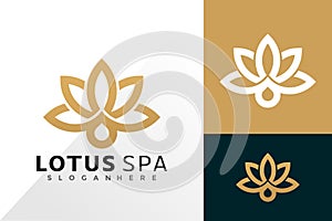 Luxury lotus spa logo vector design. Abstract emblem, designs concept, logos, logotype element for template