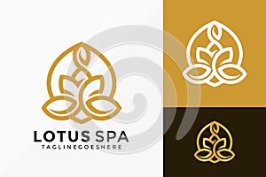 Luxury Lotus Spa Logo Vector Design. Brand Identity emblem, designs concept, logos, logotype element for template