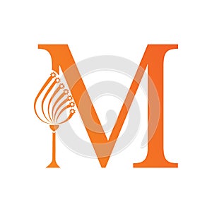 Luxury M letters logo design. M logo vector orange or golden color best company icon. photo