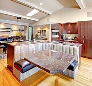 Luxury mahogany Kitchen with modern furniture. photo