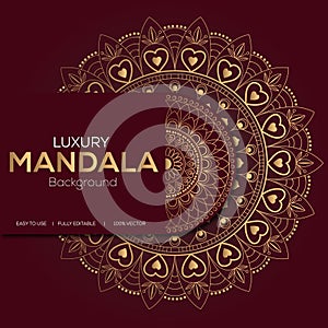 Luxury Mandala background in gold color. Vector illustrations.