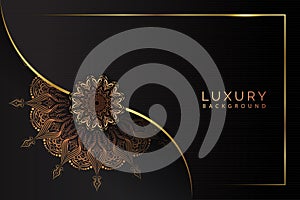 Luxury mandala background with golden strip background