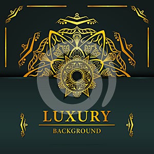 Luxury mandala gold collor background, decorative background with an elegant mandala design, Luxury Mandala Islamic Background