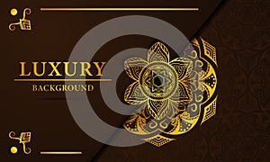 Luxury mandala gold collor background, decorative background with an elegant mandala design, Luxury Mandala Islamic Background