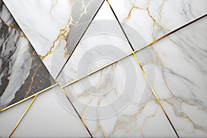 Luxury marble background with golden lines. AI Generative