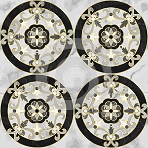 Luxury Gray Marble Mosaic Classic Seamless Pattern