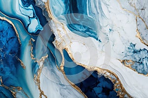 Luxury marble texture background, white, blue and gold