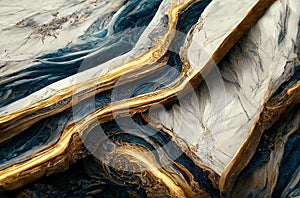 Luxury marble texture background white, blue and gold. Natural stone color material pattern. Creative art