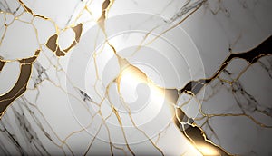 Luxury marble texture with gold veins. 3D illustration.