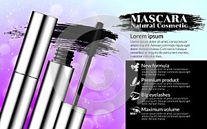 Luxury mascara brush silver package with eyelash applicator Cosmetics Package Design Promotion Product pink background