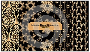 Luxury Maximalist Style Modern Geometric floral Seamless Pattern set photo